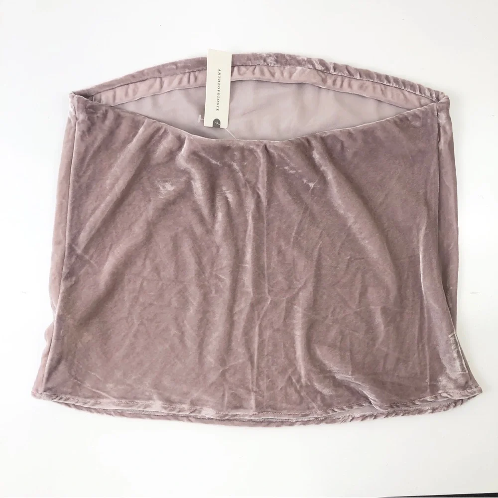 NEW By Anthropologie The Tilda Strapless Top Velvet Edition Size M Lavender - Picture 3 of 9